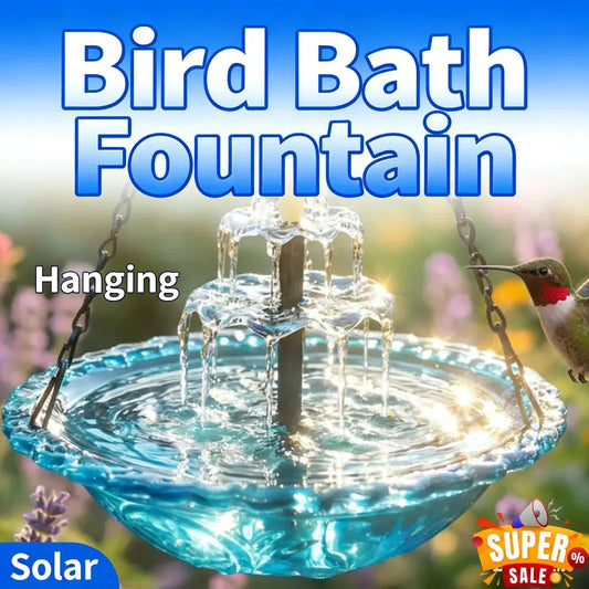 Solar Cascade Hanging Bird Bath Fountain Wildlife Feeder Outdoor Hanging Bird Bath with Solar Fountain for Garden Backyard Patio from PriceLows™