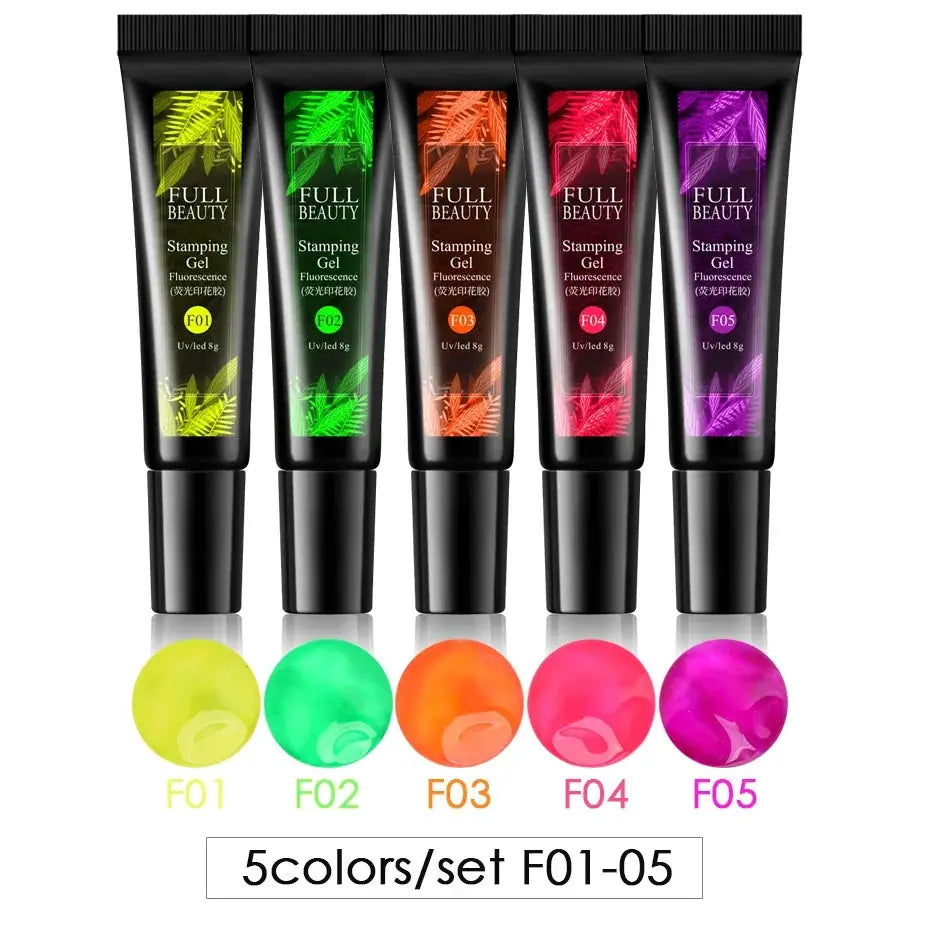 5/6pcs Fluorescent Stamping Plates Gel Nail Polish Manicure Set Hybrid Lacquer Gel For Nails Art Template Printing Accessories from PriceLows™