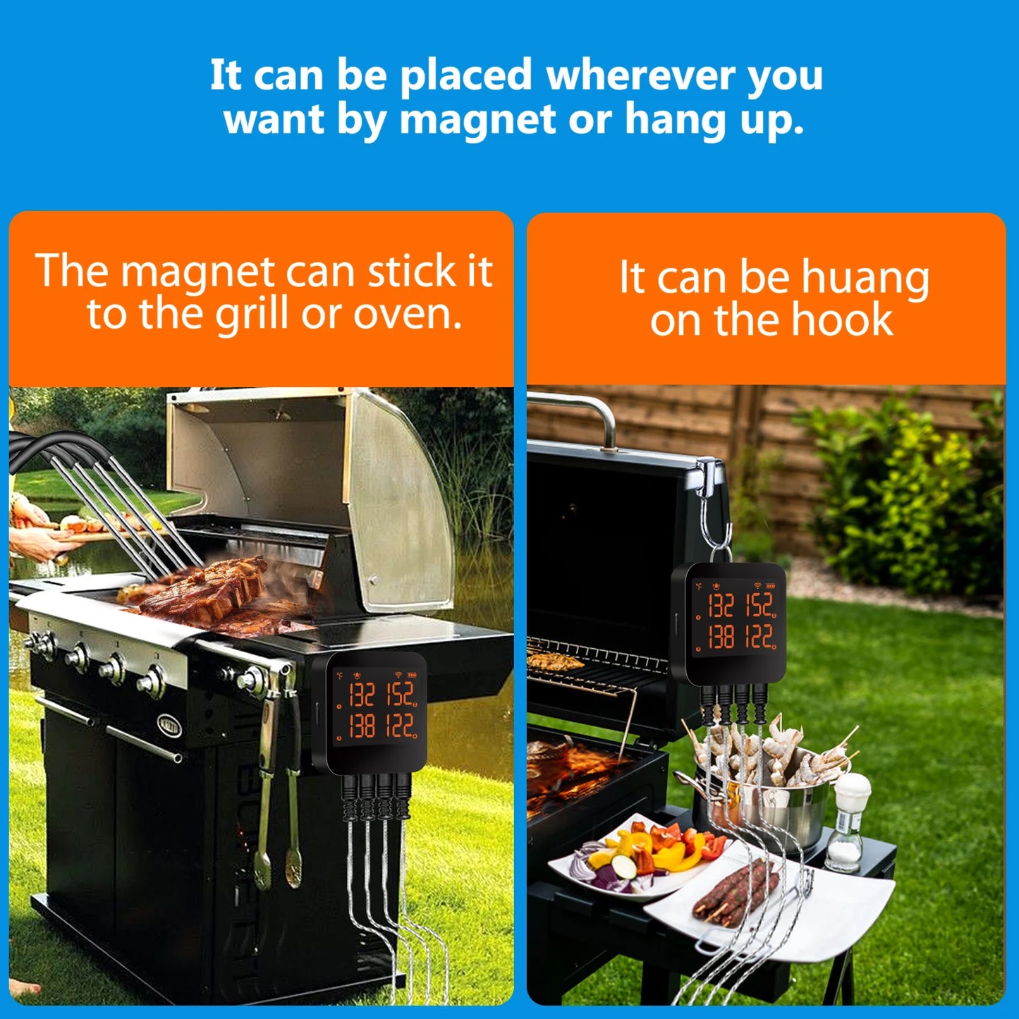 Meat Thermometer | 4 Probes | Bluetooth Enabled | Grill BBQ Smoker Oven