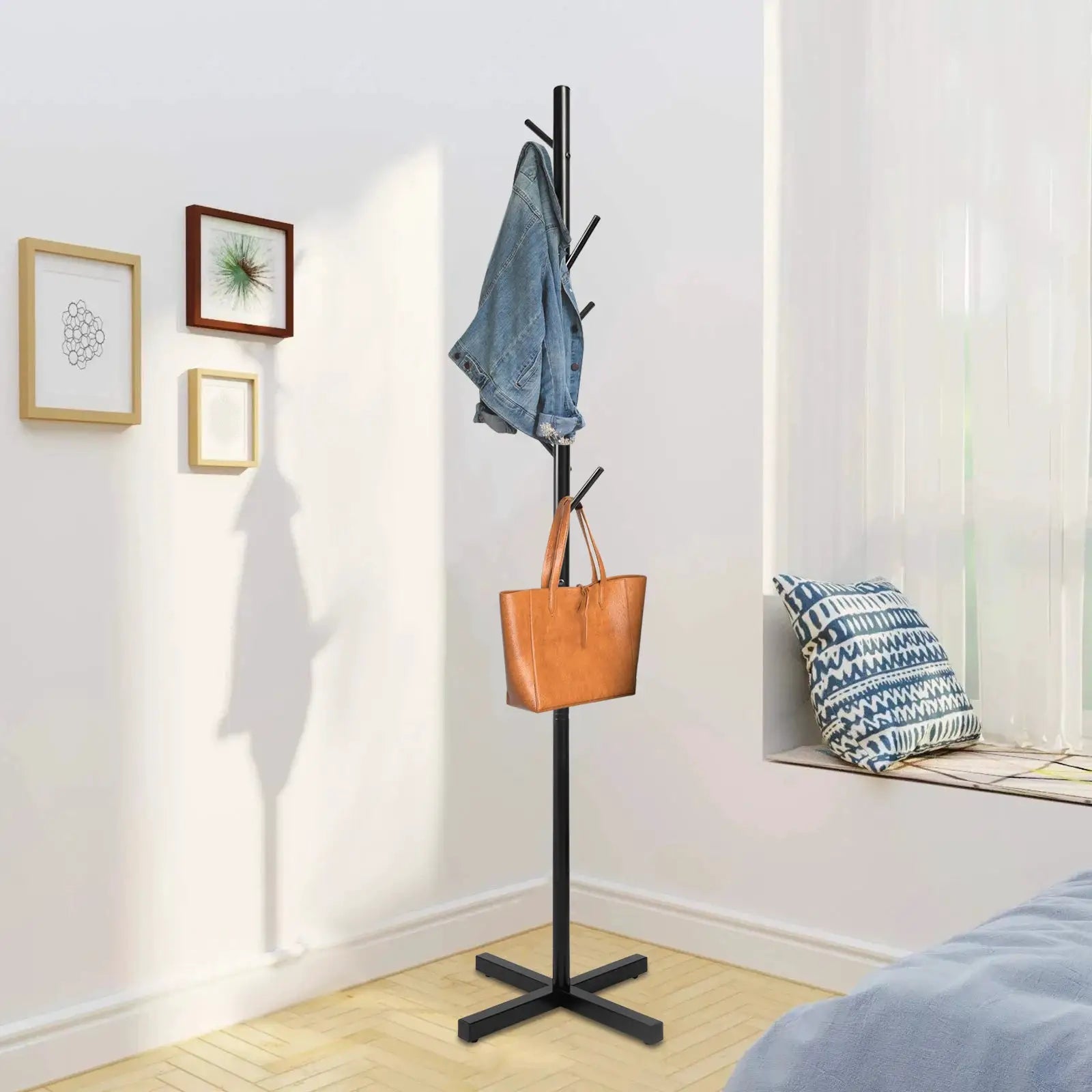 Tree-Shaped Coat Rack, Nordic Style Free-Standing Clothes Stand, Metal Clothing Rack with 7 Branches for Entryway from PriceLows™