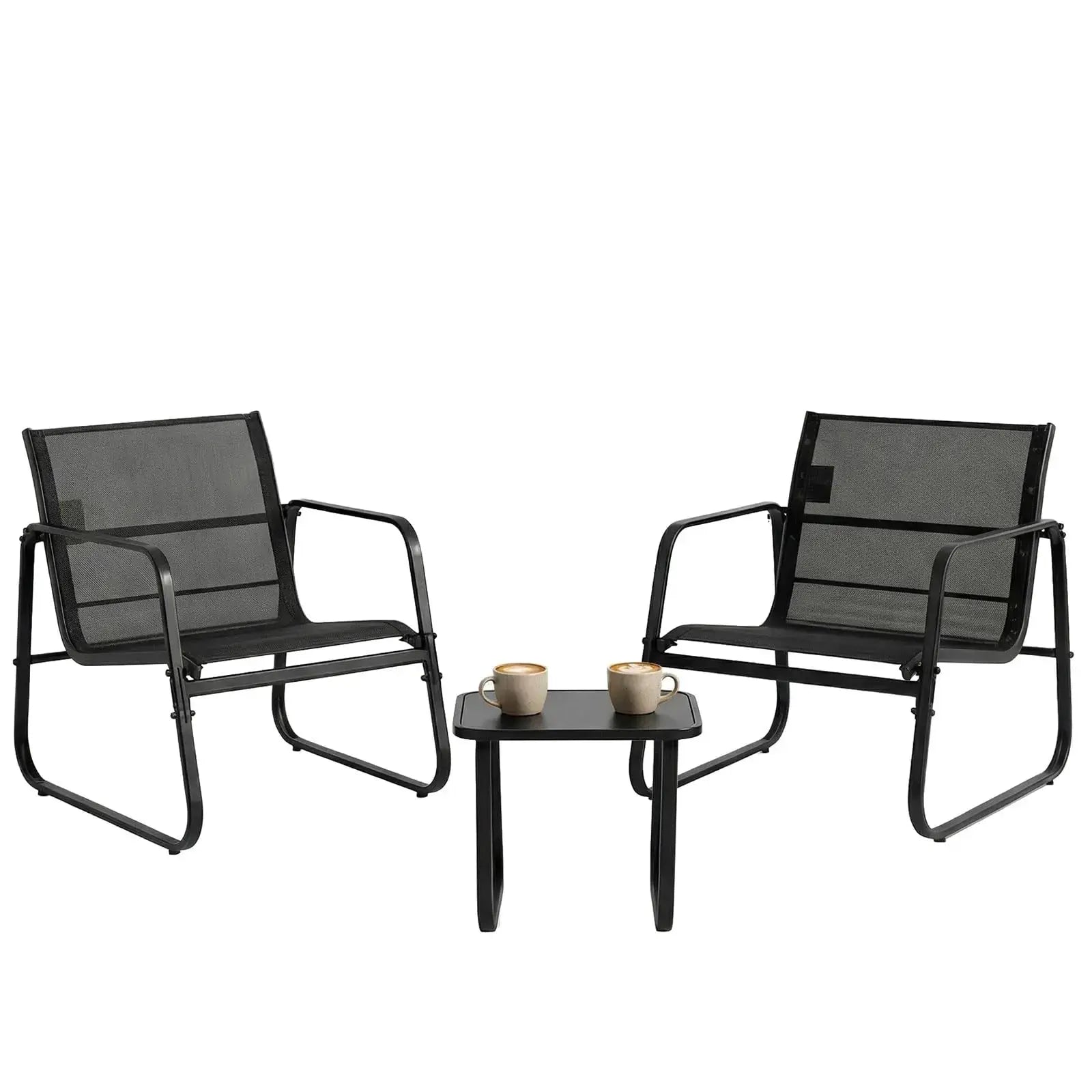 JHK Patio Furniture 3 Pieces Set with Table Outdoor Metal Frame Lumbar Support Mesh Backrest Sectional Balcony Sets for Garden from PriceLows™