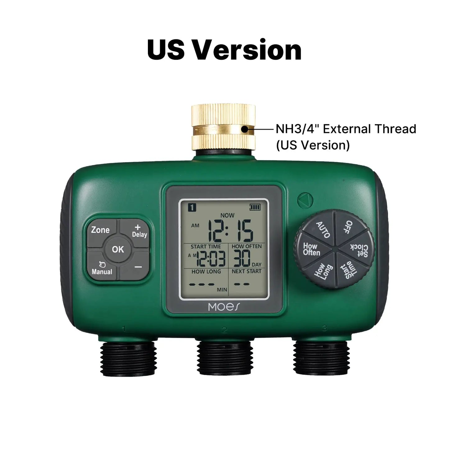 MOES Digital Water Timer 1/3/4 Outlet Brass Inlet Programmable Irrigation Controller LCD Display IPX5 Waterproof from PriceLows™
