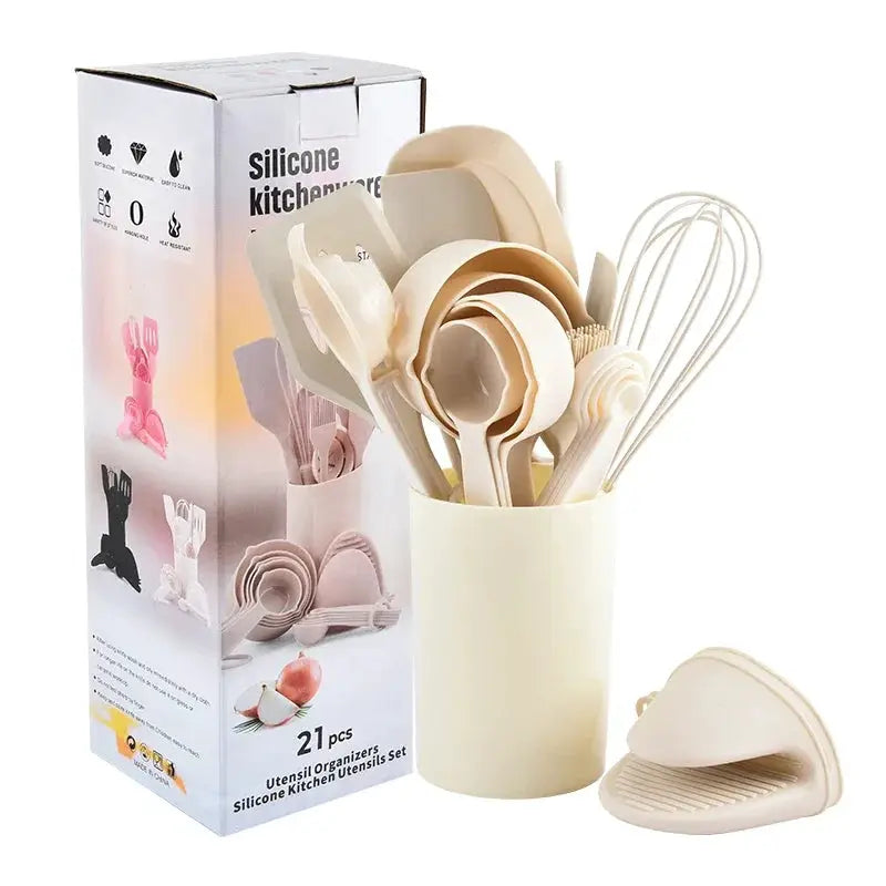Integrated Silicone Kitchenware Baking 21 Piece Set High Temperature Resistant Non-stick Pan Spatula Oil Brush Egg Beater Frying from PriceLows™