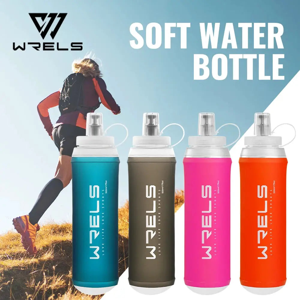 WRELS 500ML TPU Soft Folding Water Bottles BPA-Free Collapsible Sports Flasks for Hiking Climbing Camping Running Bottle from PriceLows™