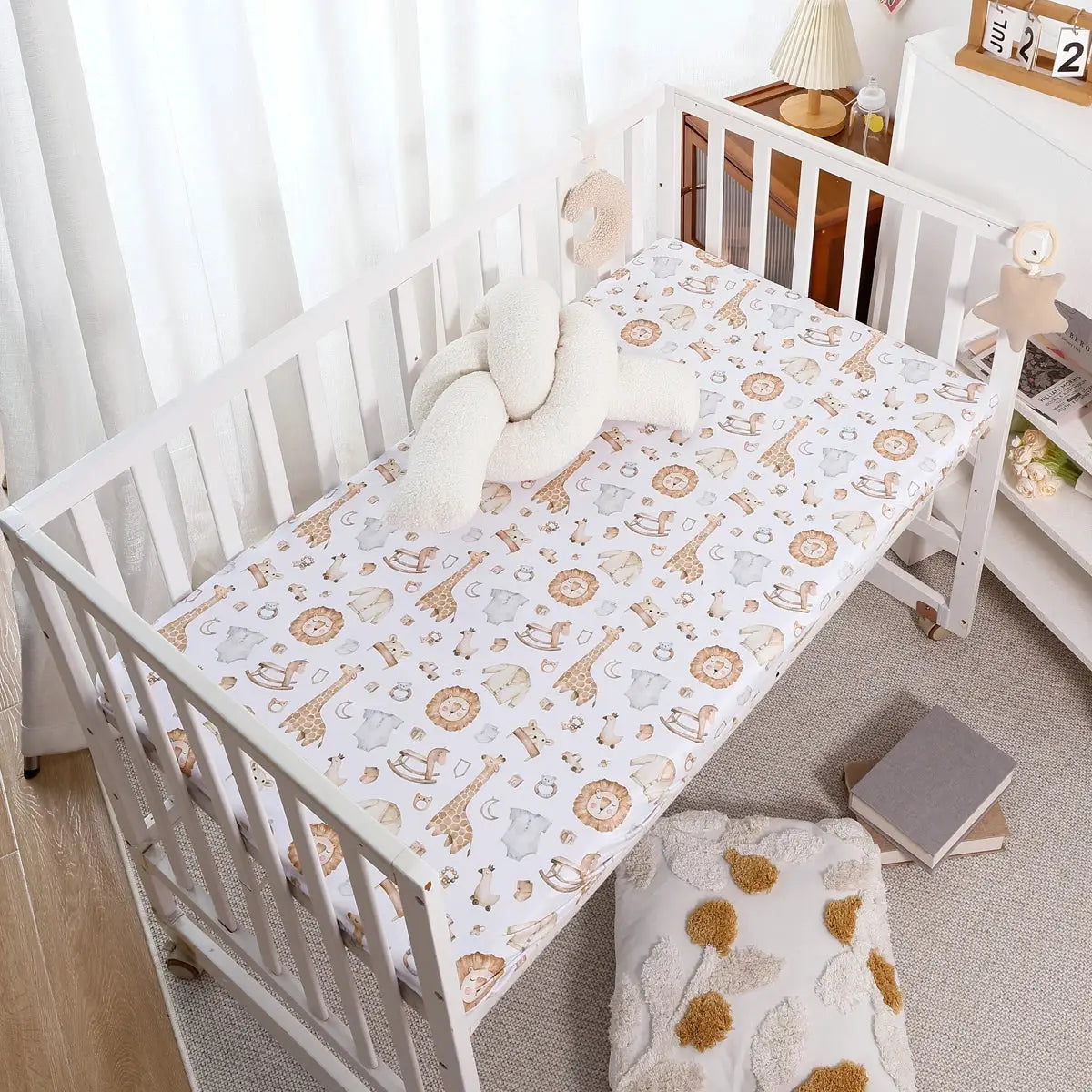 Elinfant 100% Polyester Crib Fitted Sheet, Luxurious Mattress Cover for Home & Travel,Nursery Bedding Set ,Crib Essentials from PriceLows™