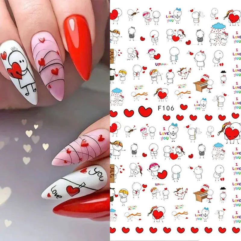 1PCS Laser Love Letter Nail Sticker Nail Art Decoration Flower Star supplies Decals Press On Nails Stickers Parts from PriceLows™