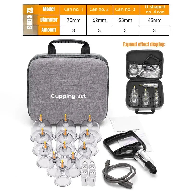 24 Pc Massage Cupping Set | Vacuum Therapy Cups With Hand Pump