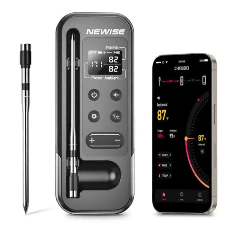 Bluetooth Meat Thermometer with Smart APP 800FT Wireless Range LCD Base Rechargeable Probe Digital Food Thermometer for BBQ Gri from PriceLows™
