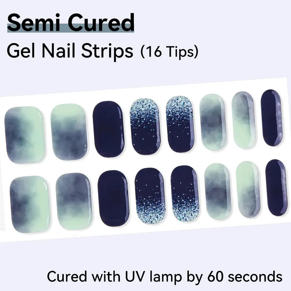 16strips Cartoon UV/LED Semi Cured Gel Nail Strips Pink Glitter Cat Eye Self-Adhesive Gel Nail Wraps Full Cover UV Nail Sticker from PriceLows™