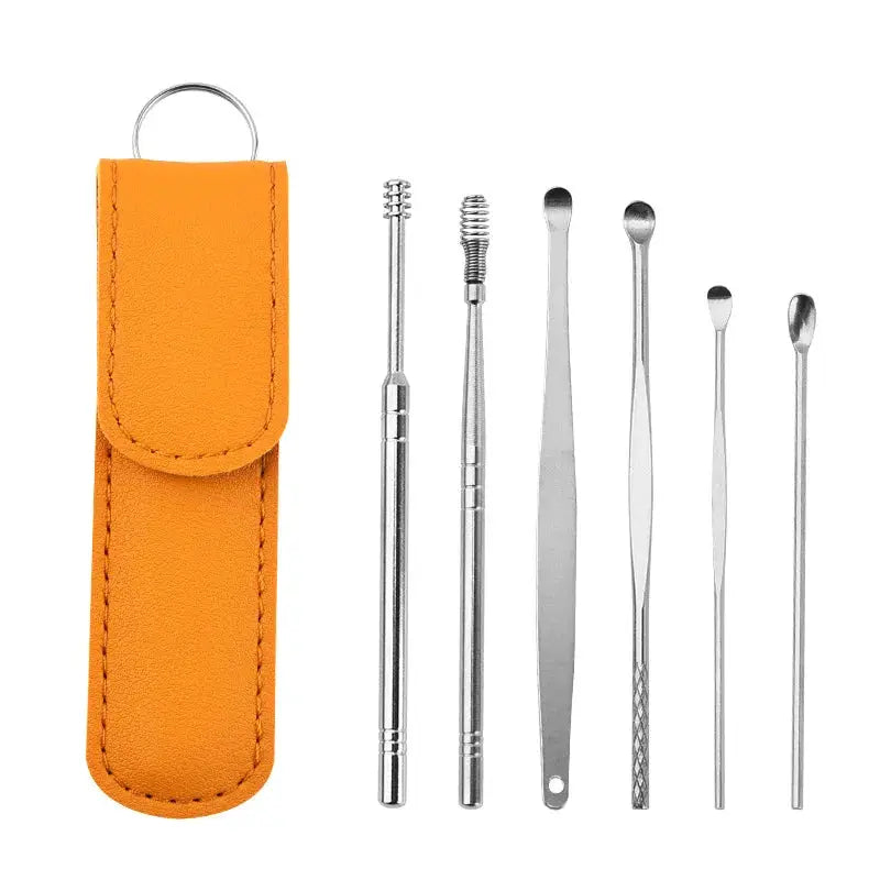 Wholesale Ear Cleaning Tool Stainless Steel Ear Pick Kit &1Pc Storage Bag Earwax Remover Tool from PriceLows™