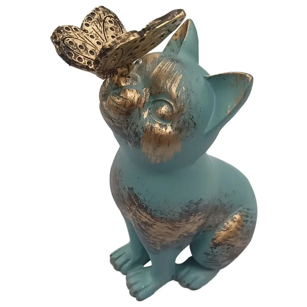 Resin Kitten Statue with Butterfly Ornament Cat Animal Sculpture Handicraft Waterproof Home Decor for Courtyard Lawn from PriceLows™