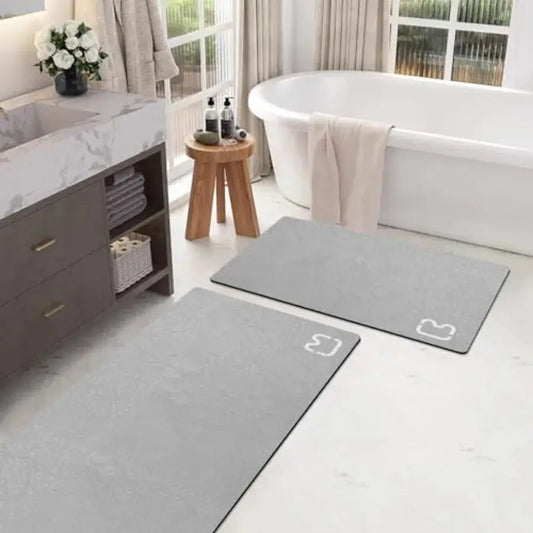2 Pcs Bathroom Mat Rugs Set - Quick Dry Absorbent Diatomaceous Earth Bath Mat Non-Slip Bathroom Floor Mat with Rubber Backing, from PriceLows™