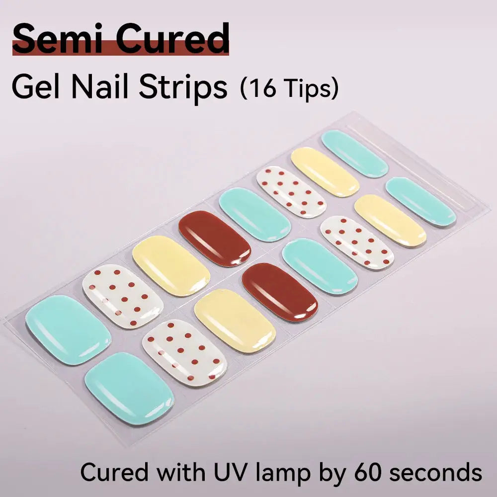 16strips Cartoon UV/LED Semi Cured Gel Nail Strips Pink Glitter Cat Eye Self-Adhesive Gel Nail Wraps Full Cover UV Nail Sticker from PriceLows™