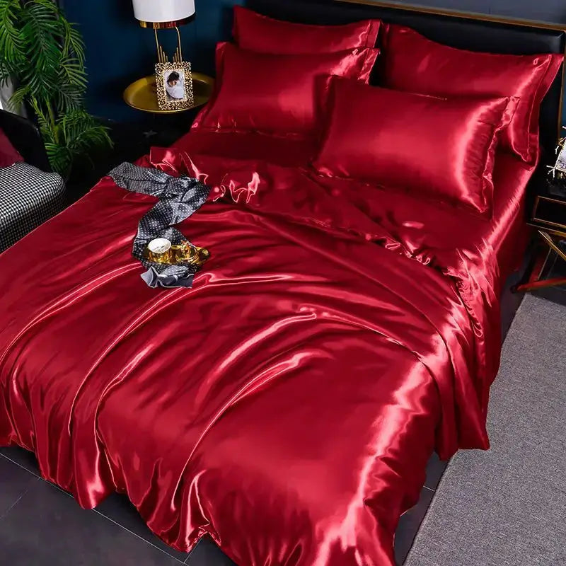 Satin Bedding Set | 100Gsm Silky Finish | Duvet Cover Set | Queen King Size