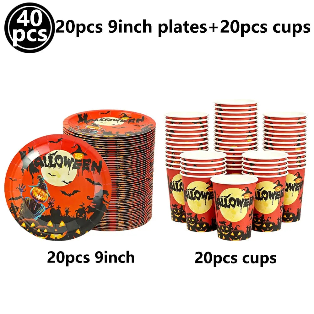 Halloween Party Supplies | Paper | Pumpkin Theme | Tableware Set