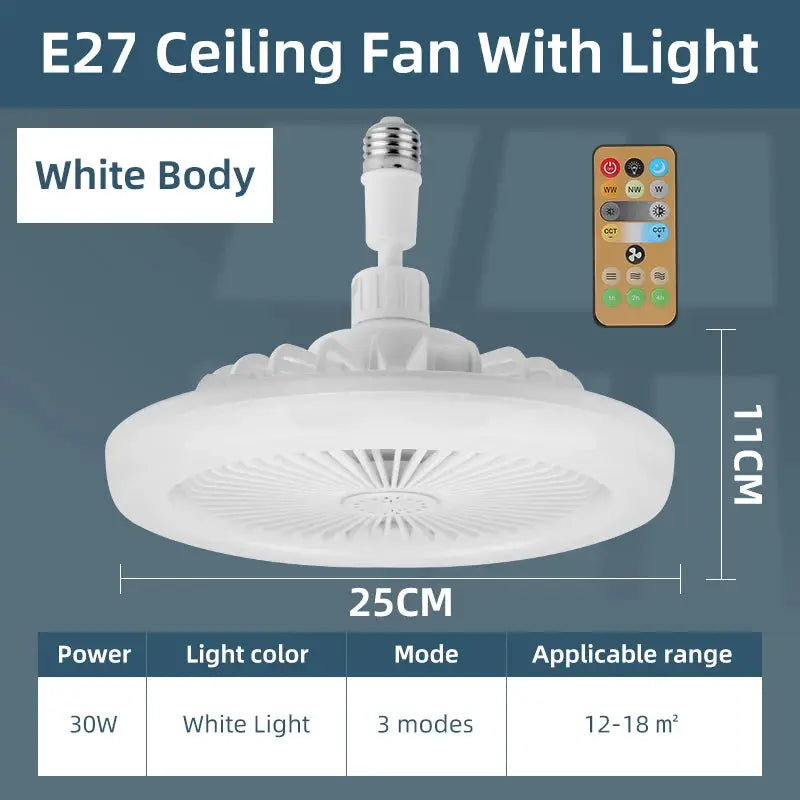 Dimmable Ceiling Fan Light | 110V/220V | E27 Base | Remote, 3 Color Temperatures