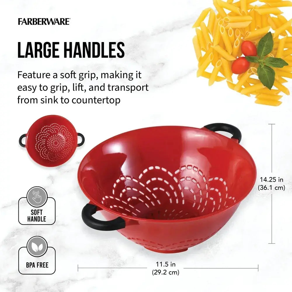 Durable Plastic Colander with Soft Grip Handles Large Perforations Raised Feet Easy Straining and Draining Kitchen Tool from PriceLows™