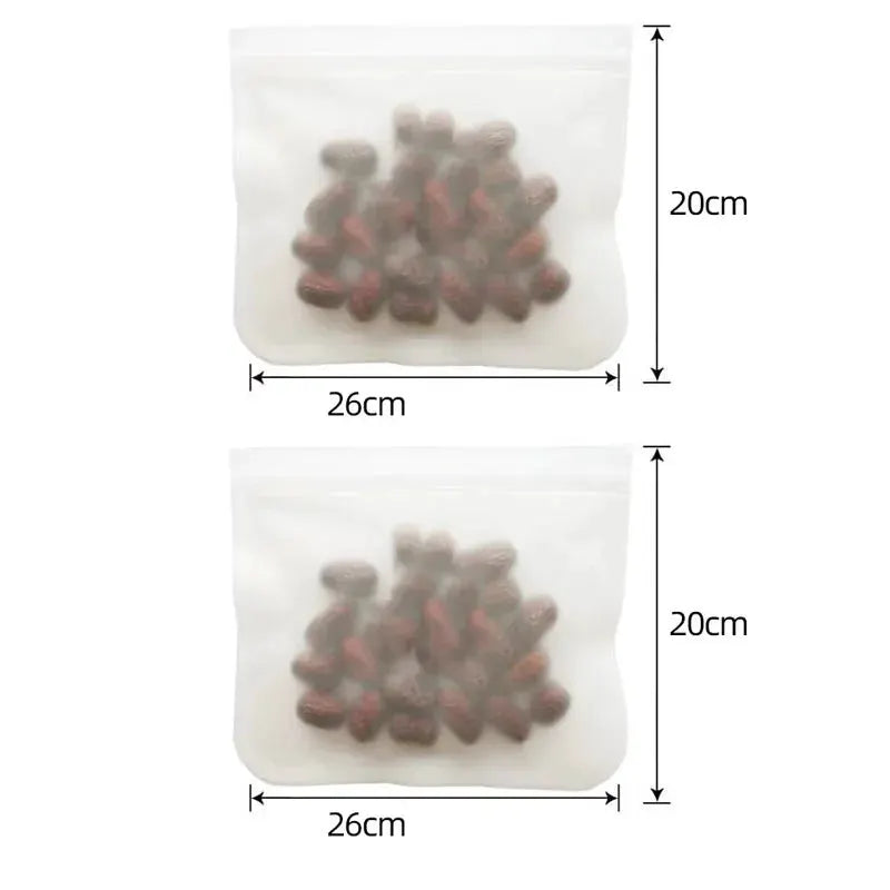 Silicone Food Storage Bags | Stand Up Zip | Leakproof Reusable | 1/2/3/4 Pcs