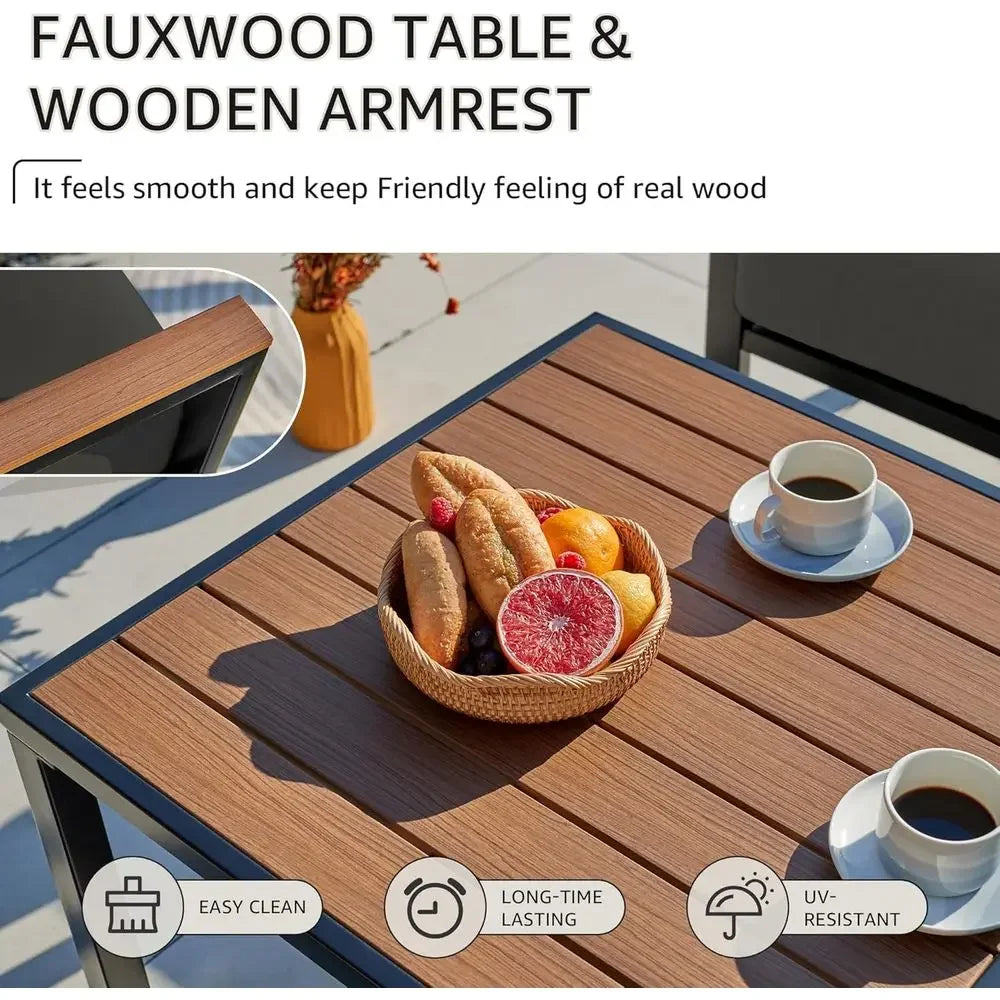 Patio Furniture Set | Wicker Frame | Thick Cushions | Six Piece Grey