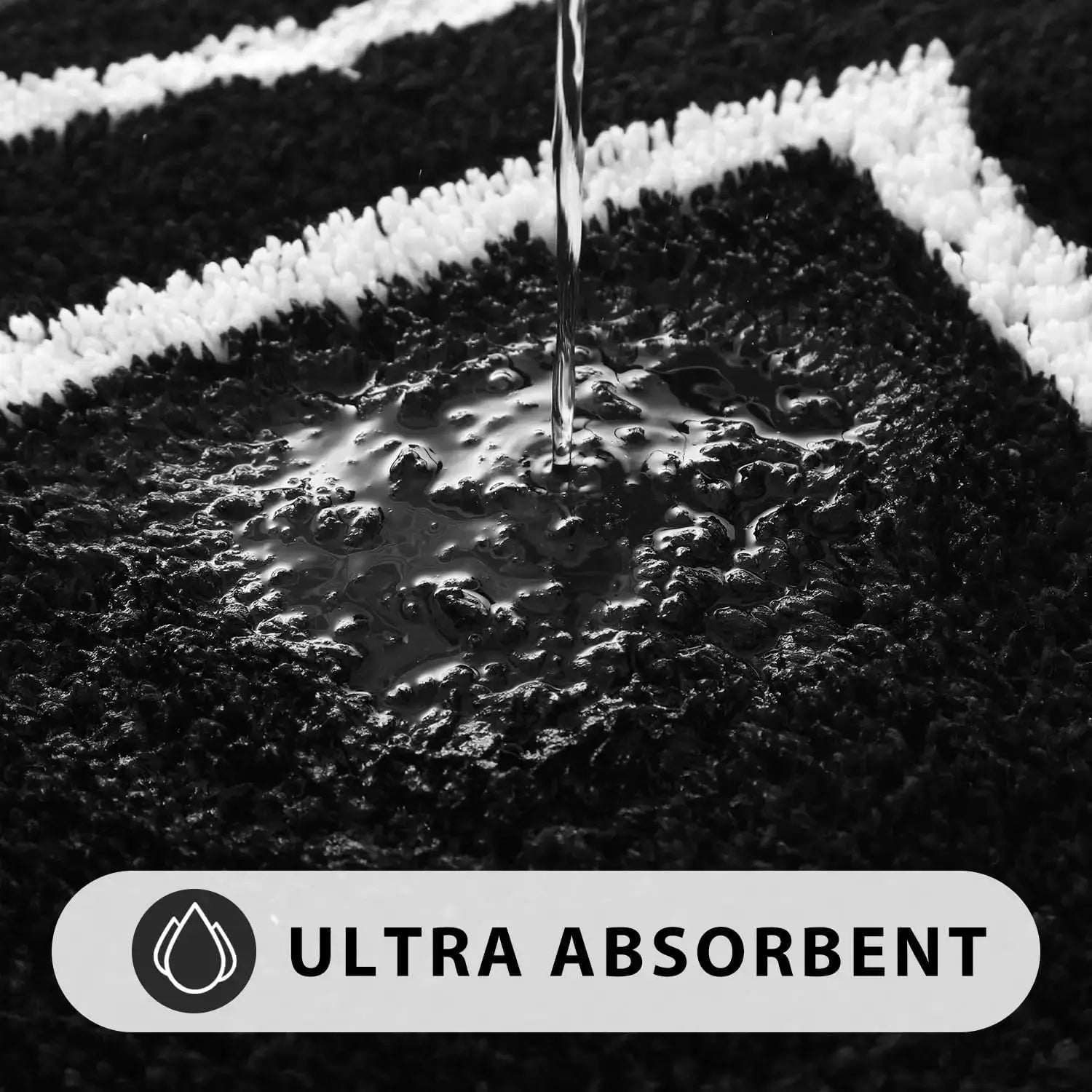 3-Piece Black Bathroom Mat Set, Non-Slip, Machine Washable, Soft Shaggy Microfiber Absorbent Bath Mat Set with U Shaped from PriceLows™