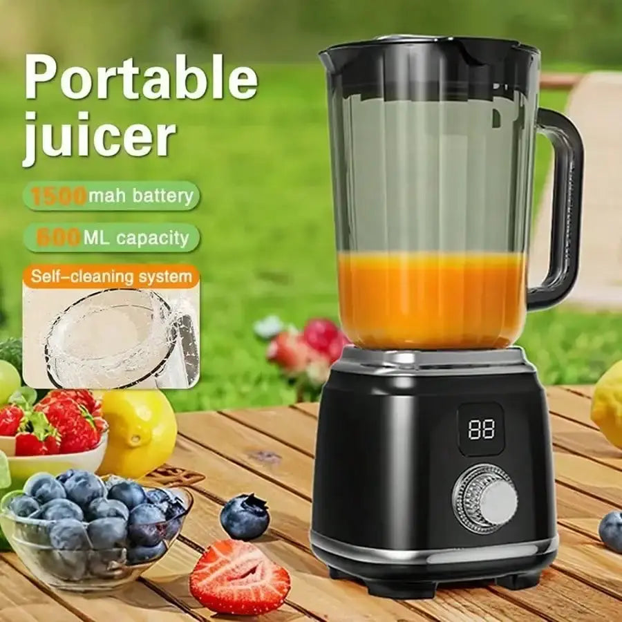 3000mAh Multifunctional Blender Knob Juicer Multifunctional USB Rechargeable Juicer With Digital Display - Perfect For Smoothies, Milkshakes & Fresh Fruit Drinks - Easy To Clean, Ideal For Home, Office, Travel - Portable Mixe from PriceLows™