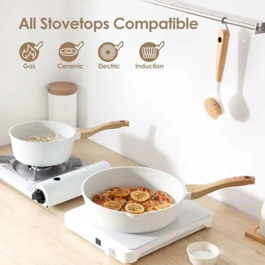 Nonstick Ceramic Cookware Set 16-Piece, Healthy Pots and Pans Set, Non-toxic Kitchen Cooking Set with Stay-Cool Handles, Silico from PriceLows™