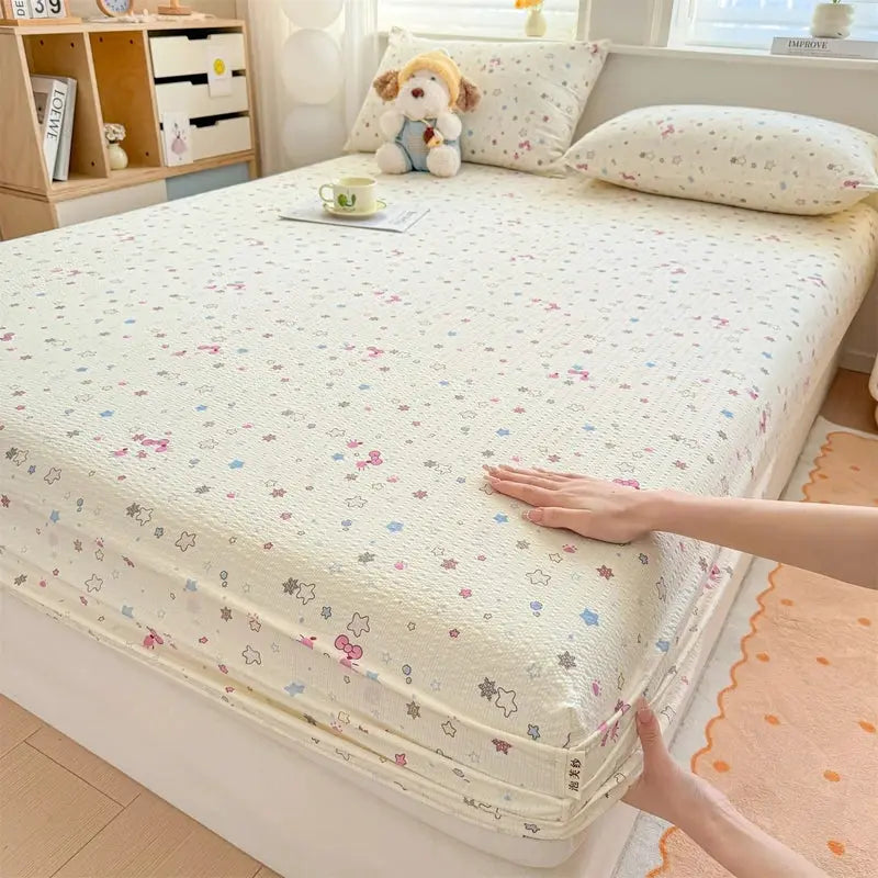 Spring & Summer New Arrival – Puff Chiffon Printed Fitted Bed Sheet for Girls / Kids / Bedroom Decor from PriceLows™
