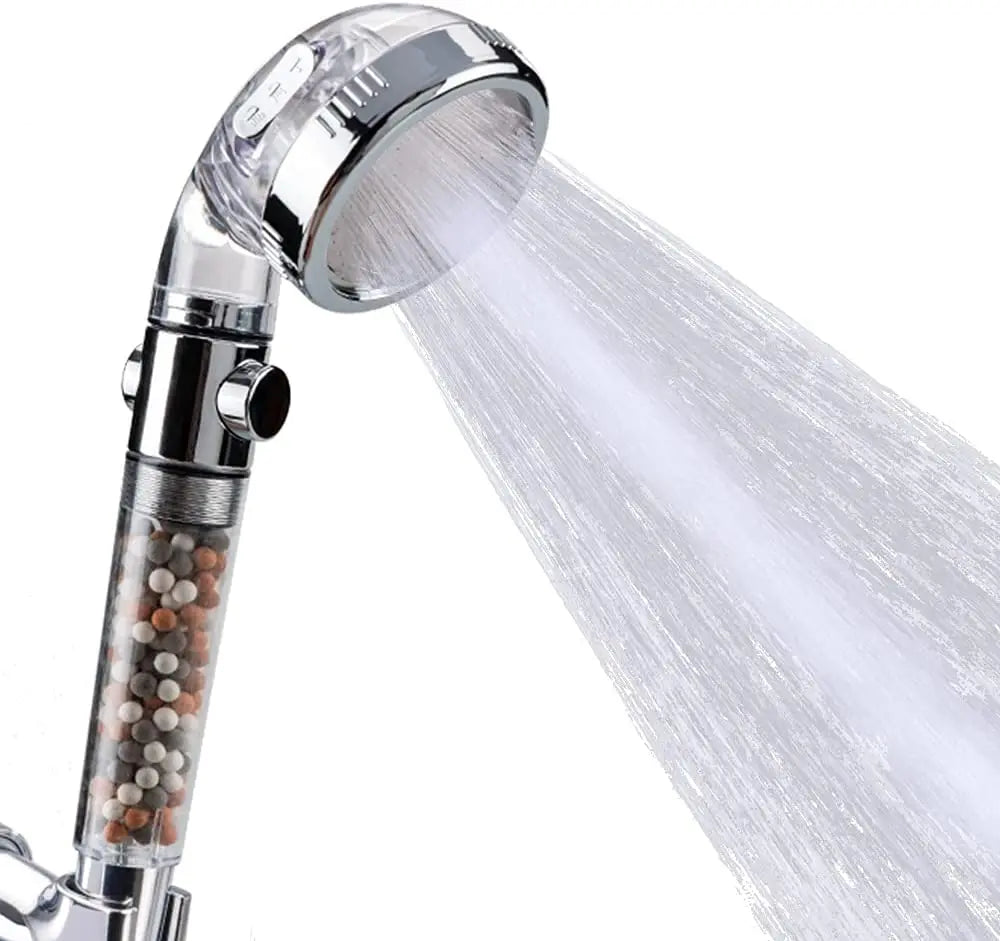 Shower Head | 3 Modes High Pressure With On Off Switch | Mineral Balls Filter Water | Handheld