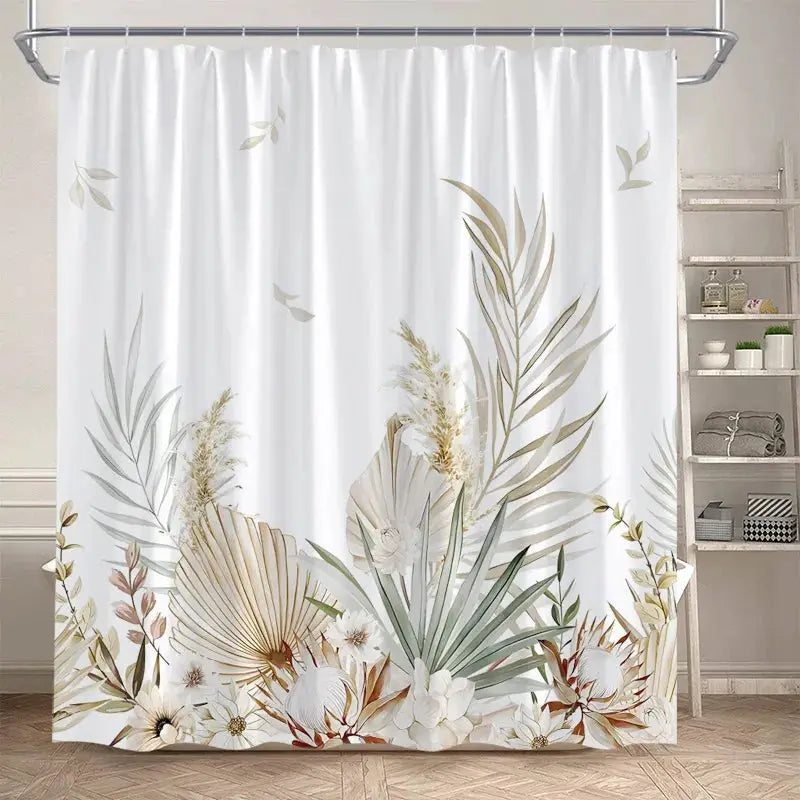 Tropical Leaves Shower Curtain Green Palm Leaf Monstera Plant Bath Curtains Set Polyester Fabric Home Bathroom Decor with Hooks from PriceLows™