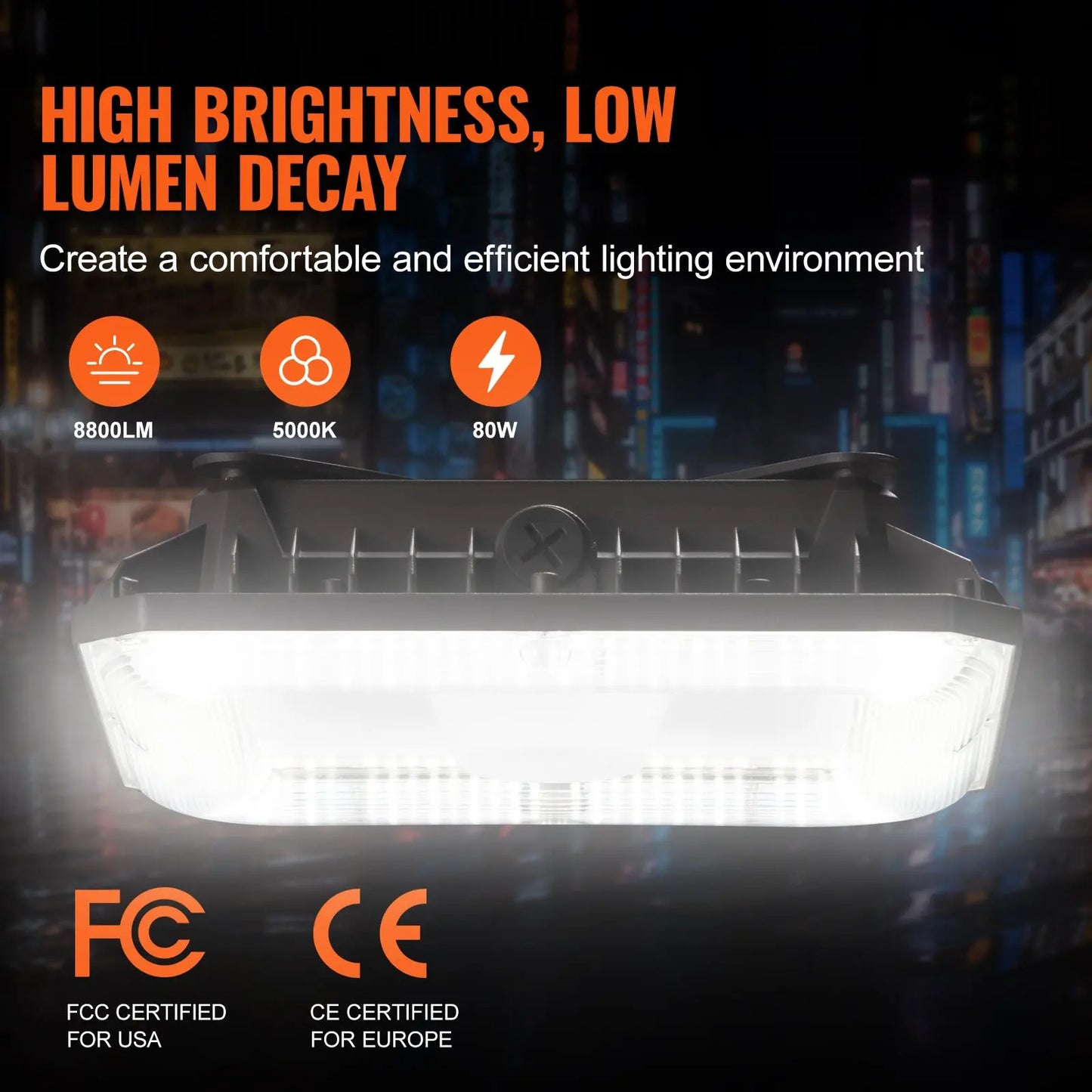 4 Pack LED Canopy Lights, 80W, 8800LM 5000K Daylight Commercial Industrial Outdoor Canopy Lights, 10.08"x10.08" Surface Mount from PriceLows™
