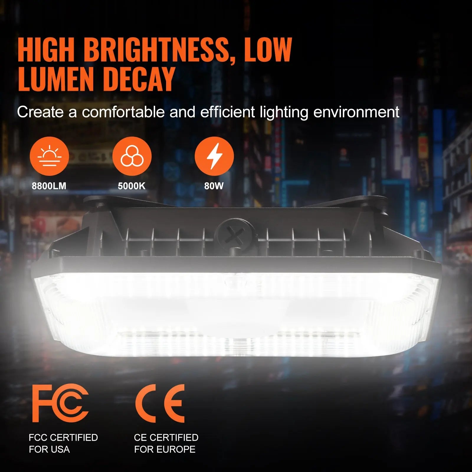 4 Pack LED Canopy Lights, 80W, 8800LM 5000K Daylight Commercial Industrial Outdoor Canopy Lights, 10.08"x10.08" Surface Mount from PriceLows™