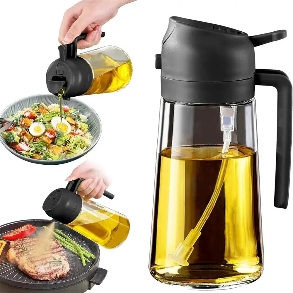 Oil Sprayer | 2 in 1 Dispenser | Glass 470ml Food grade | Kitchen Use