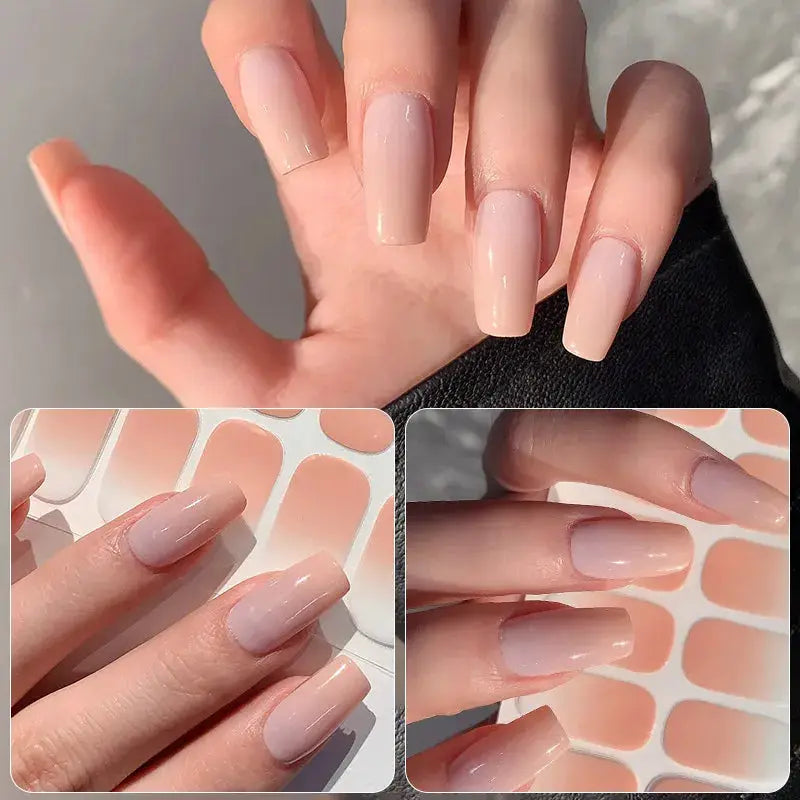 14/16Tips Full Cover Gradient Nail Stickers Multi Color Self Adhesive Slider No Need UV Lamp Cured Press ON Nail Decal from PriceLows™
