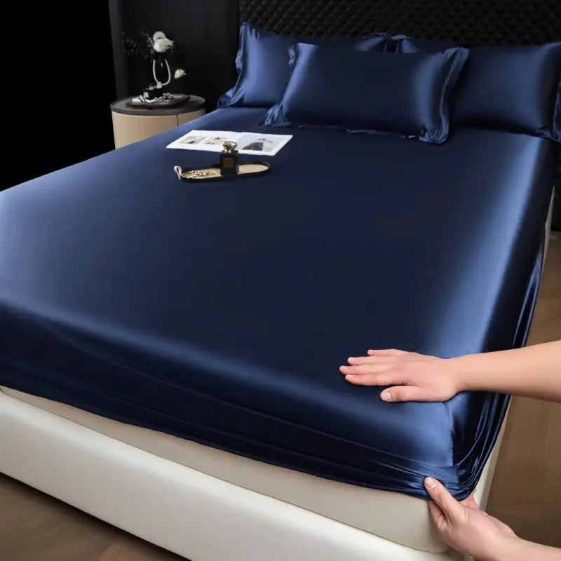 Solid Color Fashion Satin Fitted Sheet Rayon Mattress Cover with Elastic Band Bed Sheet for Bedding 140x200 160x200 from PriceLows™