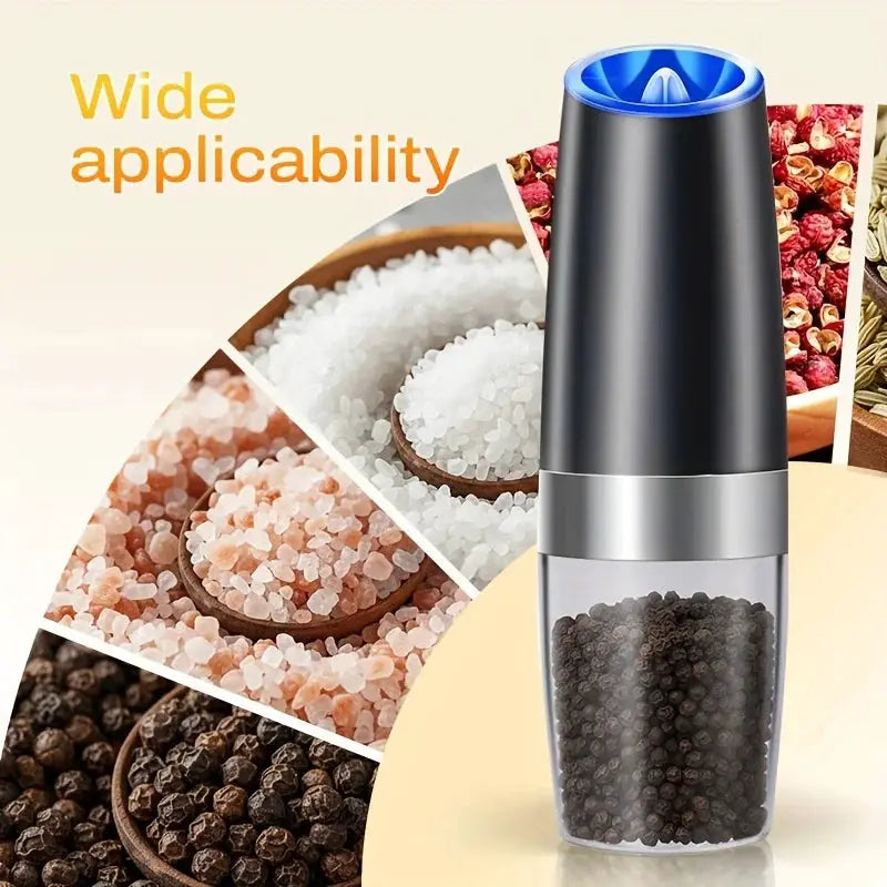 Electric Salt And Pepper Grinder Set | Gravity Sensing | LED | Black 2 Piece