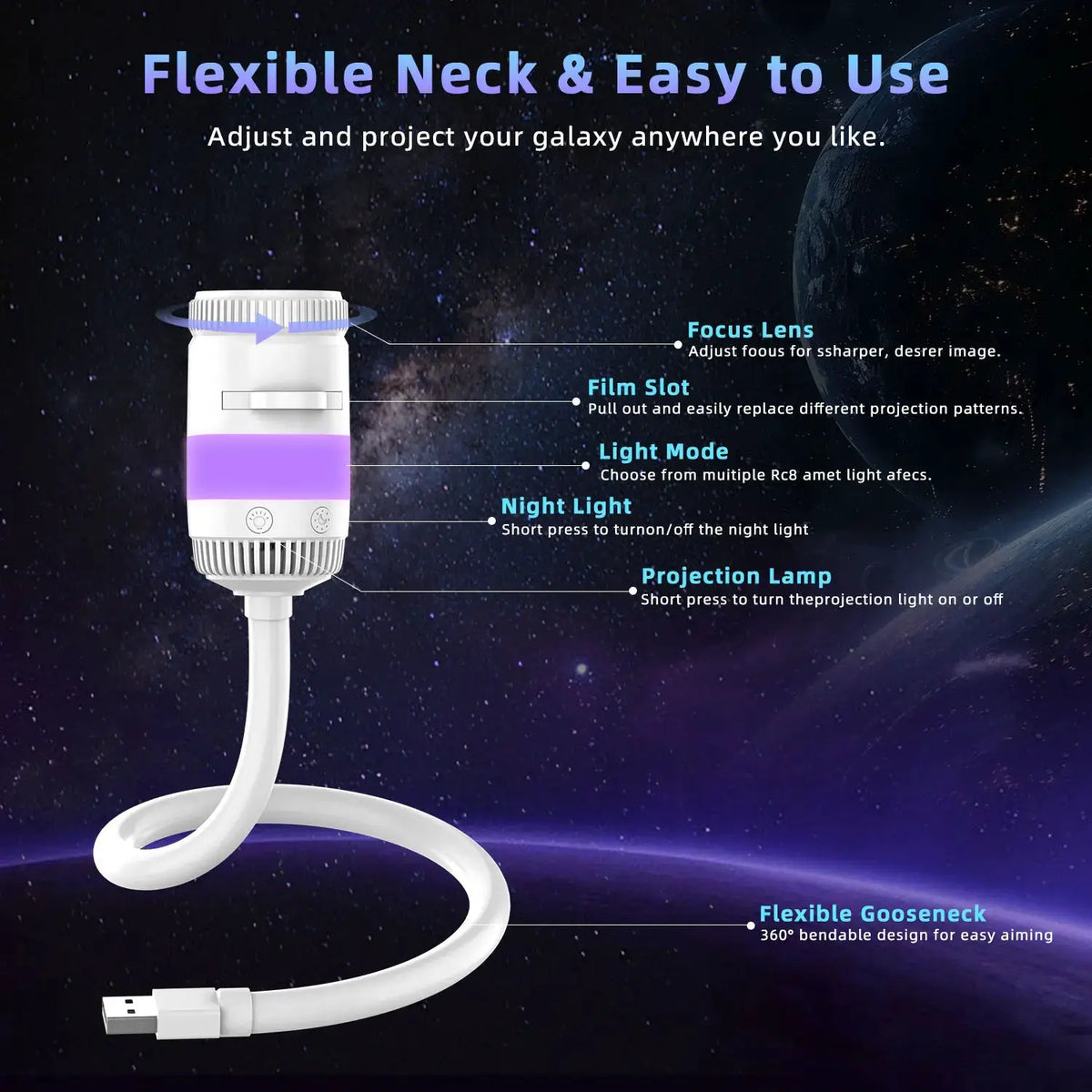 Galaxy Star Projector | USB Powered | Jellyfish LED Night Light