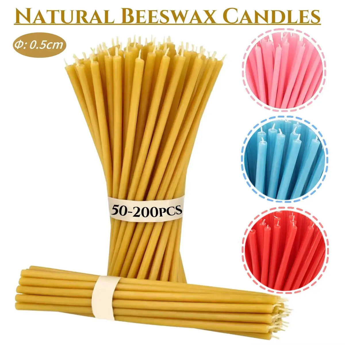 Pure Beeswax Stick Candles | 6 Inch Length | 12 Hour Burn Time | Yellow