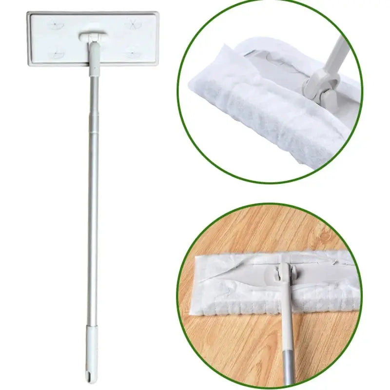 Home Electrostatic Dust Collector Mop Foldable 51.2 In Long Handle with Disposable Vacuum Paper Floor Wipes Thread Flat Mop from PriceLows™