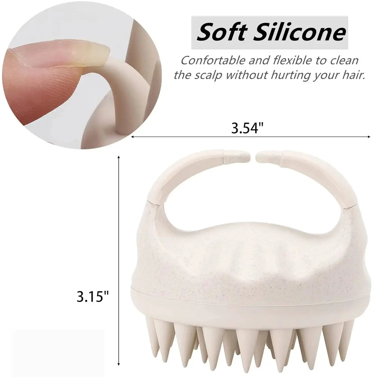 Silicone Hair Scalp Massager Brush | Soft Bristles | Beige