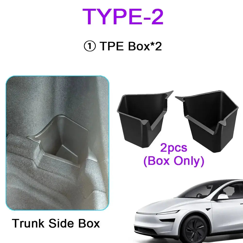 For 2025 2026 Tesla Model Y Trunk Organizer Trunk Storage Bins Rear Trunk Side Storage Box Mats for Model Y Juniper Accessories from PriceLows™