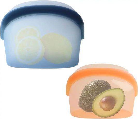 Reusable Silicone Food Storage Bags | 34oz/17oz | Leakproof Stand Up | Two Sizes