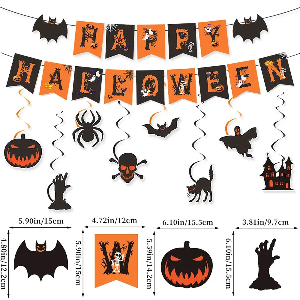 Halloween Decor Set | Paper Material | Hanging Items | Assorted Designs