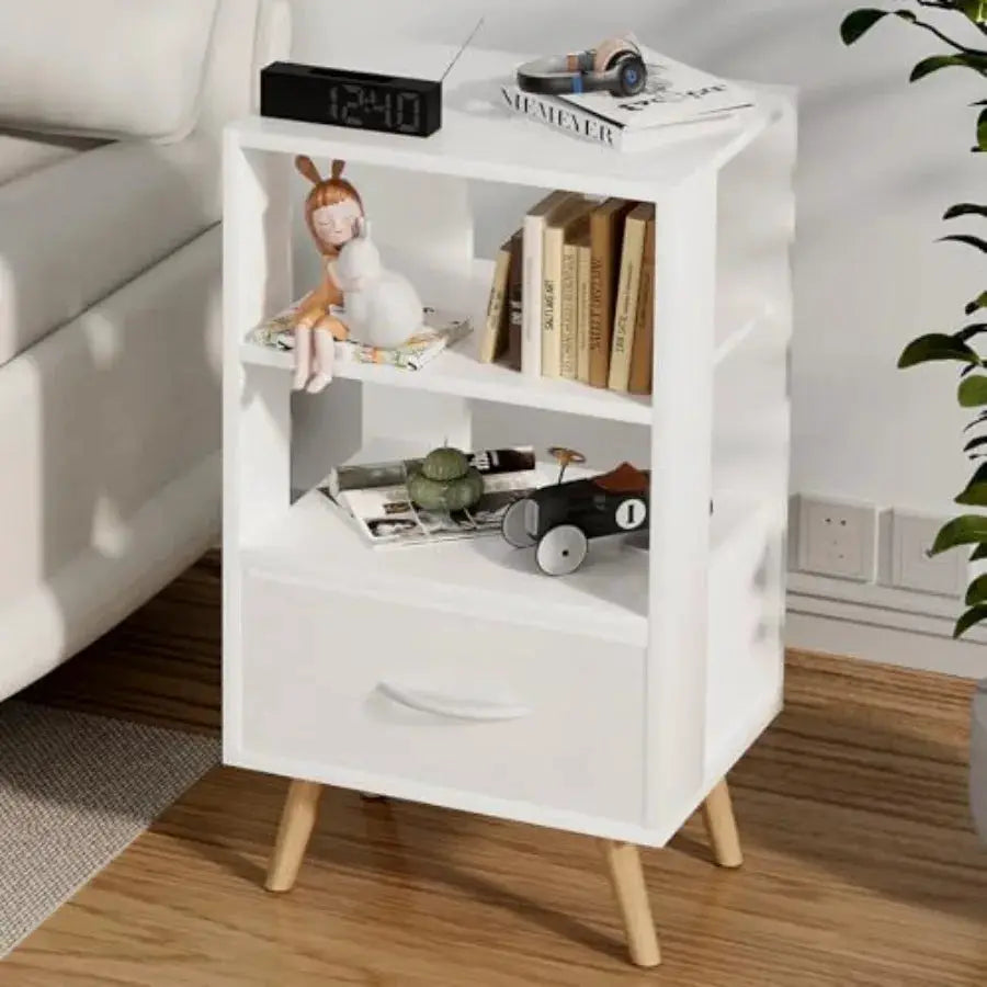 Night Stand, Nightstand with Drawer, Nursery Side Table with Open Storage, Modern End Table, Bedside Table for Small Space, Liv from PriceLows™