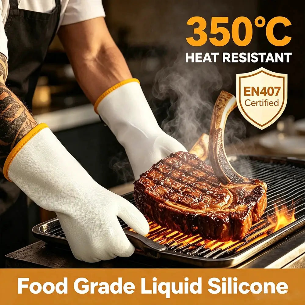 Silicone Oven Gloves | Heat Resistant | Food Grade | Extra Long 13.8in