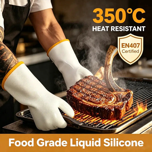 Silicone Oven Gloves | Heat Resistant | Food Grade | Extra Long 13.8in