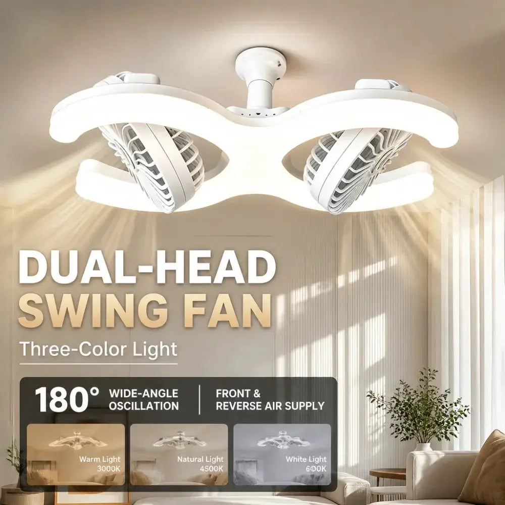Ceiling Fan With Lights | Double Head | Remote Included | E27 Socket