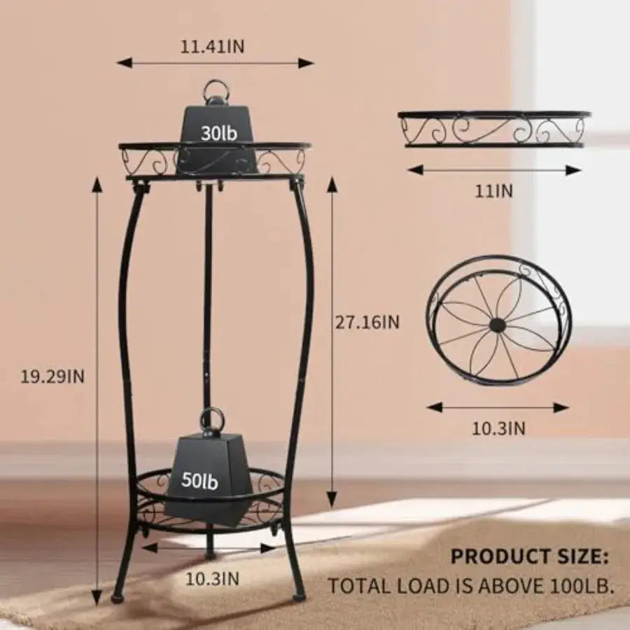 Plant Stand Indoor Outdoor 2 Tier 27" Tall Metal Potted Holder Rack Flower Pot Stand Heavy Duty Plant Shelf Rustproof Iron Mult from PriceLows™