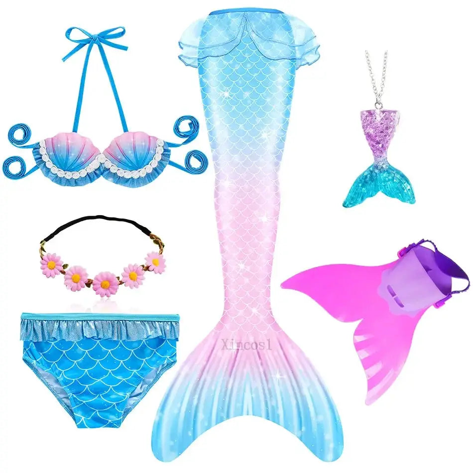Girls Swimming Mermaid Tail Mermaid Costume Dress Cosplay Christmas Birthday Gift Swimsuit Can Add Monofin Fin Halloween Costume from PriceLows™
