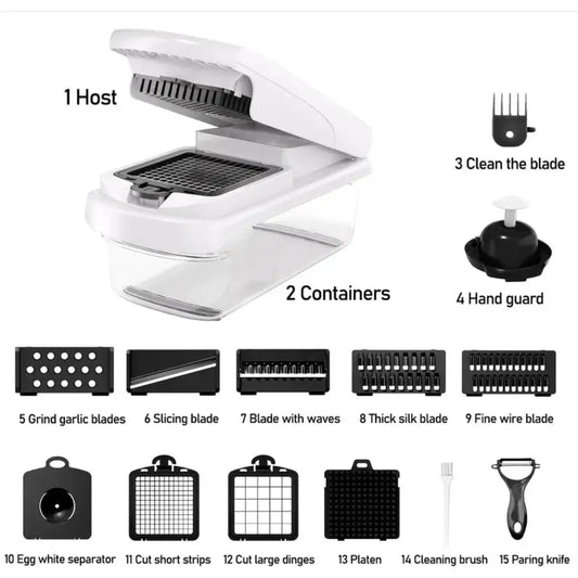 Multifunctional Vegetable Chopper | 15-in-1 | Slicer and Cutter