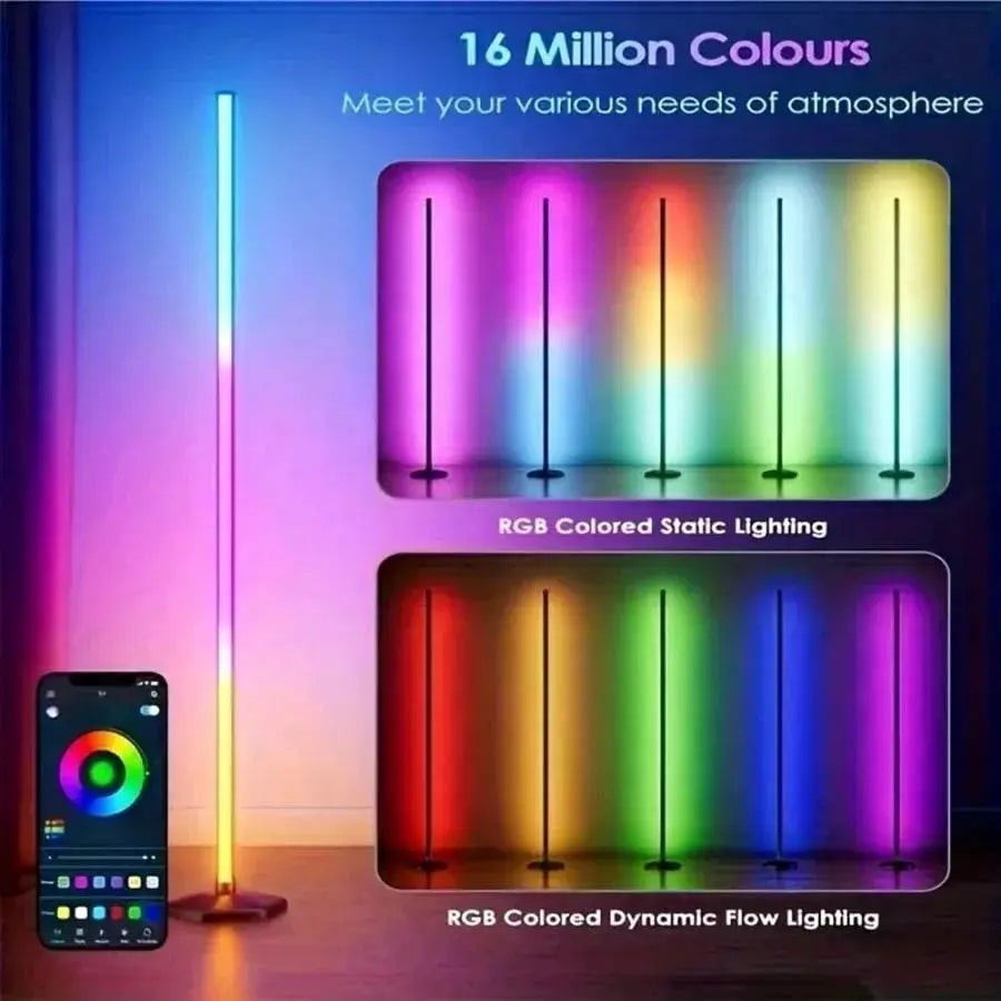 Music Sync RGB LED Floor Lamp Dynamic Color Changing Standing Light Romantic Ambient Light for Weddings, Parties, Hotels, Bedrooms, Gaming Rooms & Football Matches, Ideal Festival Gift from PriceLows™